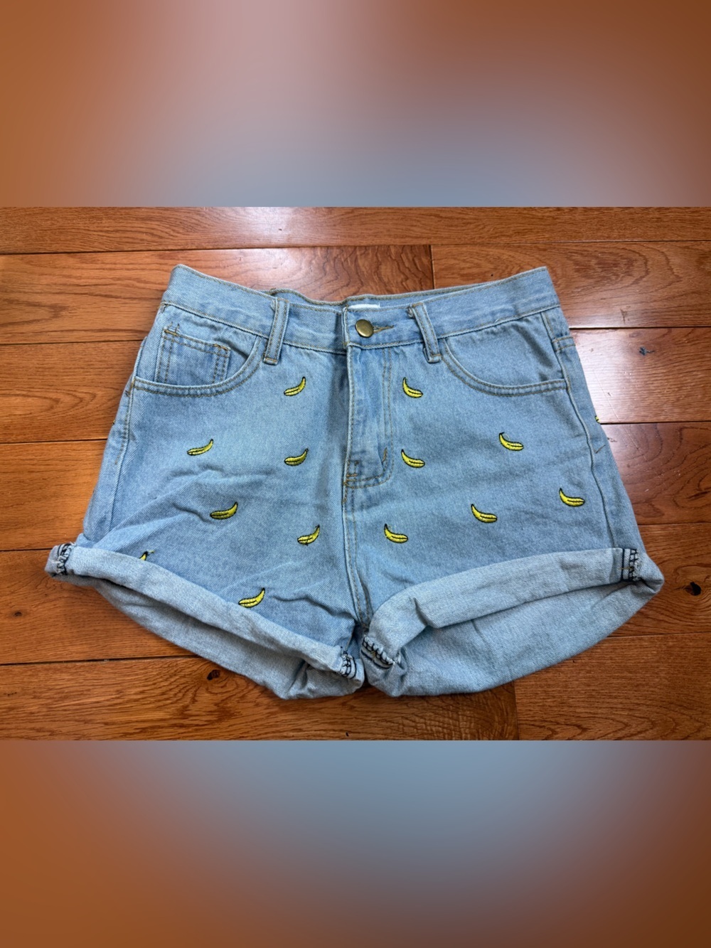Yne Niuzai Banana Print High Waisted Denim Shorts